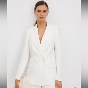 Reiss Sienna Double Breasted Crepe Suit Blazer